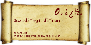 Oszlányi Áron névjegykártya